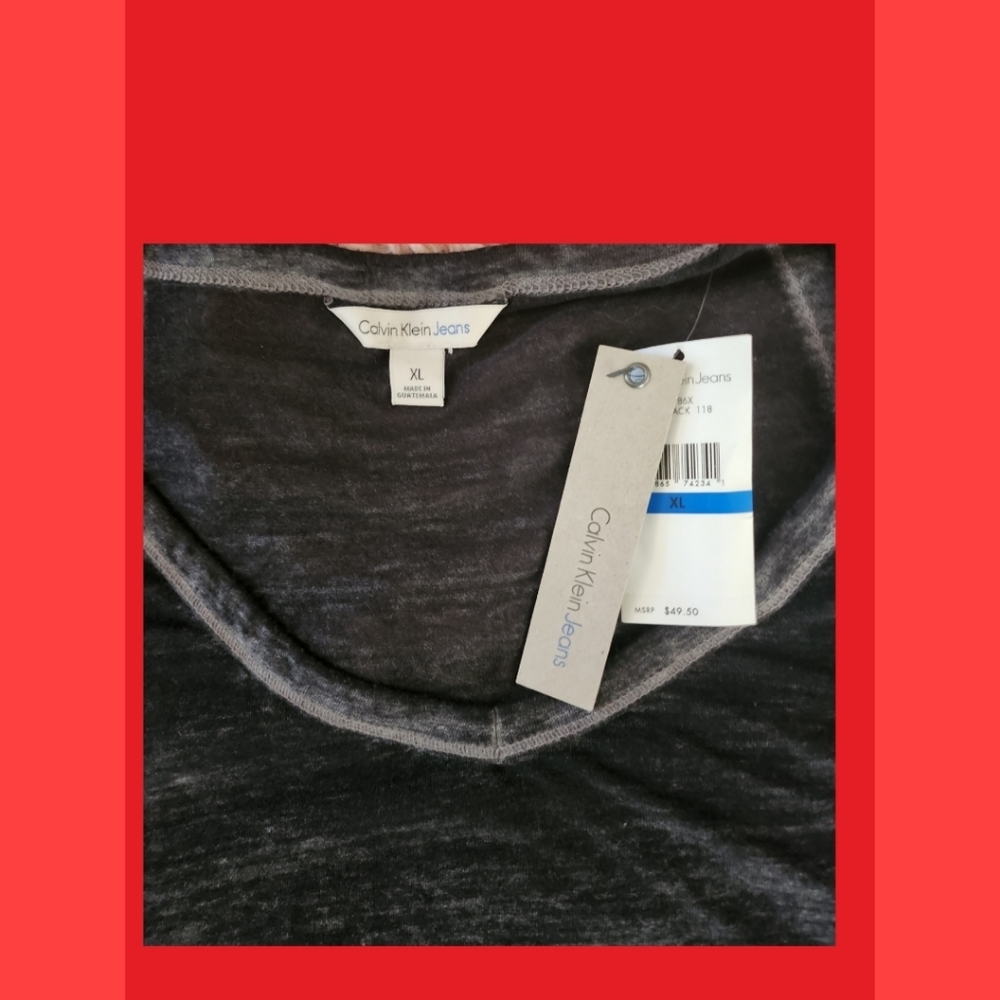 CALVIN KLEIN JEANS PITCH BLACK DESIGNER TOP  SIZE X/L BNWT - Picture 4 of 4